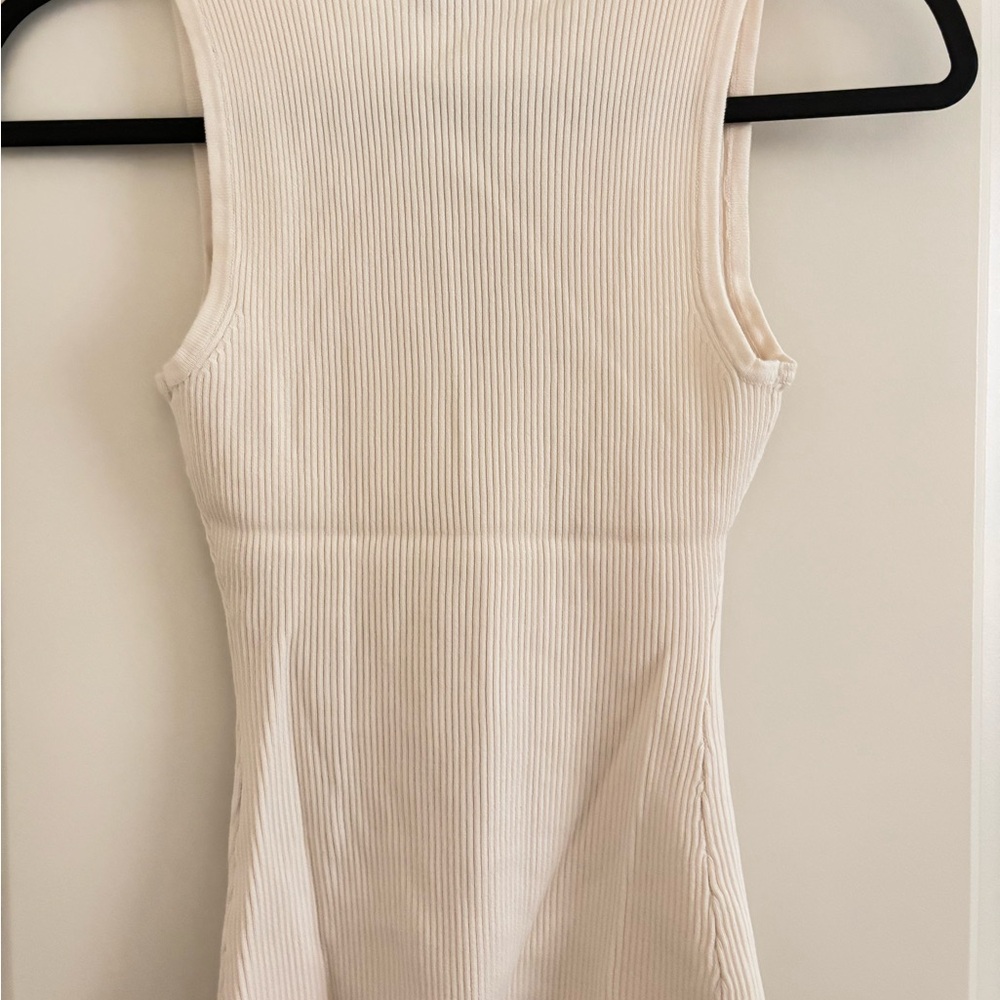 Zara Ivory Ribbed Tank Top - Picture 4 of 7